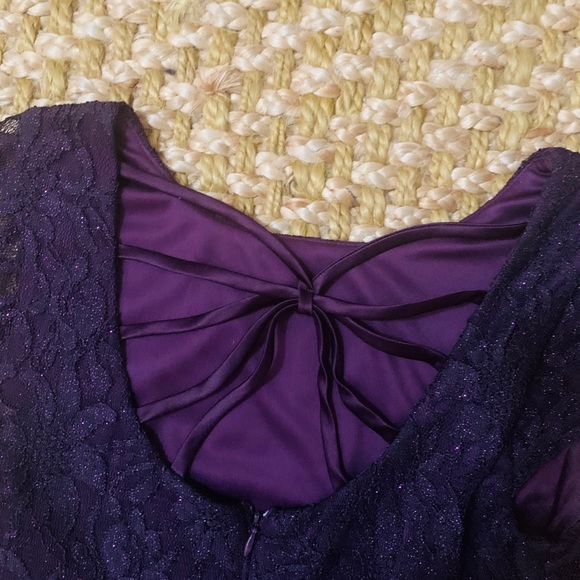 Dress purple sparkly lace short sleeve blue cold - Picture 8 of 10